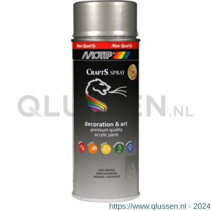 MoTip Crafts lakspray dekkend RAL 9006 grijs hoogglans 400 ml 696022