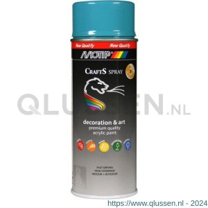 MoTip Crafts lakspray dekkend RAL 5018 blauw hoogglans 400 ml 696138