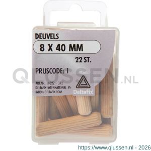 Deltafix deuvel hout 8x40 mm blister 22 stuks 11022