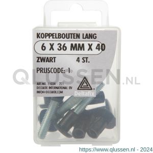 Deltafix koppelbout lang zwart 6x36x40 mm blister 4 stuks 11034