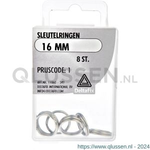 Deltafix sleutel toebehoren sleutelringen vernikkeld 16 mm blister 8 stuks 11060