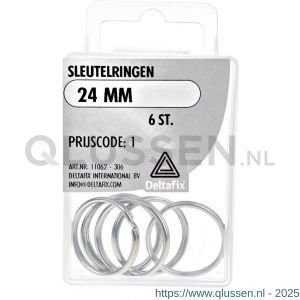 Deltafix sleutel toebehoren sleutelringen vernikkeld 24 mm blister 6 stuks 11062