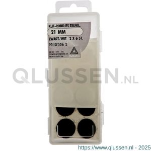 Deltafix klittenband zelfklevend kleine rondjes zwart wit 21 mm blister 2x6 stuks 11097