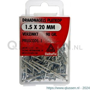 Deltafix draadnagel platkop verzinkt 1.5x20 mm DIN 1151B 90 g 11121