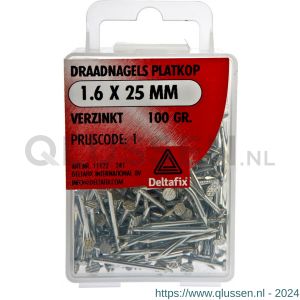 Deltafix draadnagel platkop verzinkt 1.6x25 mm DIN 1151B 100 g 11122