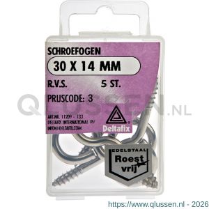 Deltafix schroefoog standaard RVS A2 30x14 mm blister 5 stuks 11209