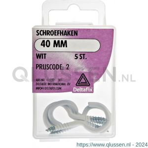 Deltafix schroefhaak wit 40 mm blister 5 stuks 11232