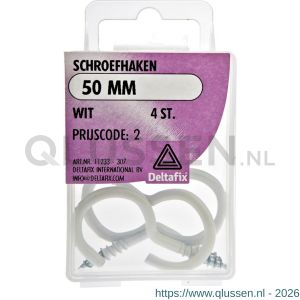 Deltafix schroefhaak wit 50 mm blister 4 stuks 11233