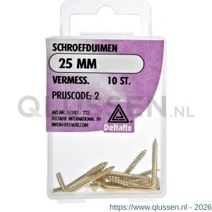 Deltafix schroefduim standaard vermessingd 25 mm blister 10 stuks 11242