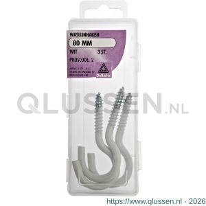 Deltafix waslijnhaak wit 80 mm blister 3 stuks 11259