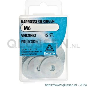 Deltafix carrosseriering verzinkt M6x25x1.5 mm DIN 9021 blister 15 stuks 11362