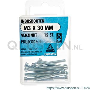 Deltafix inbusbout cilinderkop verzinkt M3x30 mm DIN 912 blister 15 stuks 11367