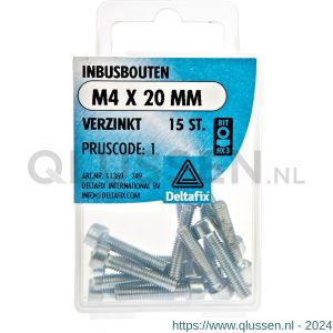 Deltafix inbusbout cilinderkop verzinkt M4x20 mm DIN 912 blister 15 stuks 11369