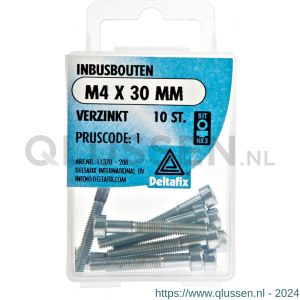 Deltafix inbusbout cilinderkop verzinkt M4x30 mm DIN 912 blister 10 stuks 11370