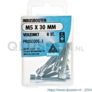 Deltafix inbusbout cilinderkop verzinkt M5x30 mm DIN 912 blister 8 stuks 11374