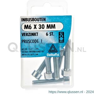 Deltafix inbusbout cilinderkop verzinkt M6x30 mm DIN 912 blister 6 stuks 11377