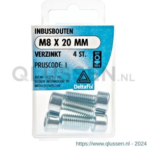 Deltafix inbusbout cilinderkop verzinkt M8x20 mm DIN 912 blister 4 stuks 11379