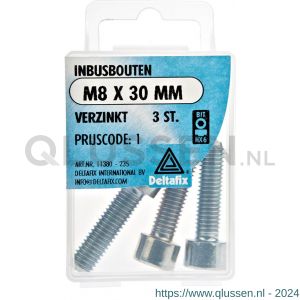 Deltafix inbusbout cilinderkop verzinkt M8x30 mm DIN 912 blister 3 stuks 11380