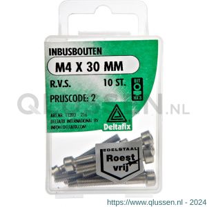 Deltafix inbusbout cilinderkop RVS A2 M4x30 mm DIN 912 blister 10 stuks 11393