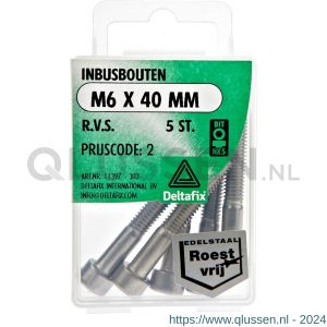 Deltafix inbusbout cilinderkop RVS A2 M6x40 mm DIN 912 blister 5 stuks 11397