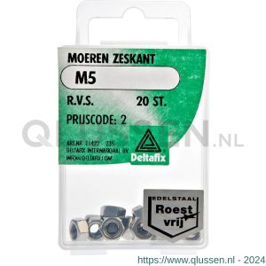 Deltafix moer zeskant RVS A2 M8 DIN 934 blister 8 stuks 31595