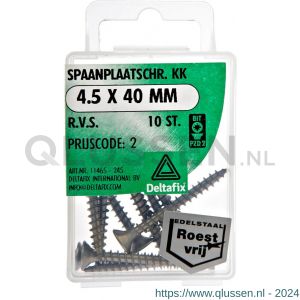 Deltafix spaanplaatschroef platkop kruiskop RVS A2 4.5x40 mm blister 10 stuks 11465