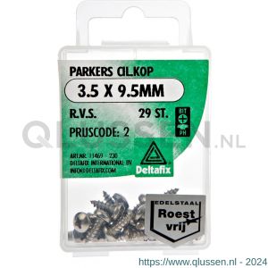 Deltafix parker cilinderkop Phillips PH RVS A2 3.5x9.5 mm DIN 7981C blister 29 stuks 11469