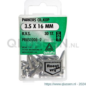 Deltafix parker cilinderkop Phillips PH RVS A2 3.5x16 mm DIN 7981C blister 30 stuks 11471