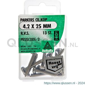 Deltafix parker cilinderkop Phillips PH RVS A2 4.2x25 mm DIN 7981C blister 13 stuks 11475