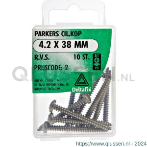 Deltafix parker cilinderkop Phillips PH RVS A2 4.2x38 mm DIN 7981C blister 10 stuks 11476