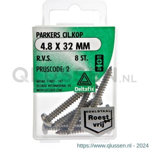 Deltafix parker cilinderkop Phillips PH RVS A2 4.2x19 mm DIN 7981C blister 16 stuks 31228