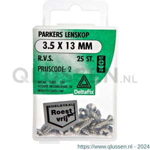 Deltafix parker lenskop Phillips PH RVS A2 3.5x13 mm DIN 7983C blister 25 stuks 11482