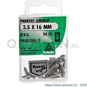 Deltafix parker lenskop Phillips PH RVS A2 3.5x16 mm DIN 7983C blister 24 stuks 11483