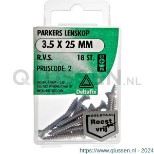 Deltafix parker lenskop Phillips PH RVS A2 3.5x25 mm DIN 7983C blister 18 stuks 11484