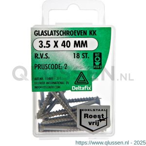 Deltafix glaslatschroef RVS A2 3.5x40 mm blister 18 stuks 11489