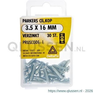 Deltafix parker cilinderkop Phillips PH verzinkt 3.5x16 mm DIN 7981C blister 30 stuks 11513