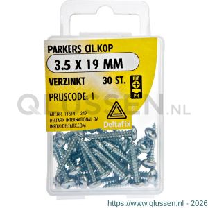 Deltafix parker cilinderkop Phillips PH verzinkt 3.5x19 mm DIN 7981C blister 30 stuks 11514