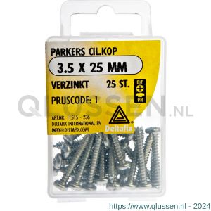 Deltafix parker cilinderkop Phillips PH verzinkt 3.5x25 mm DIN 7981C blister 25 stuks 11515