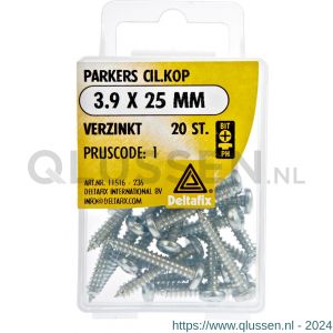 Deltafix parker cilinderkop Phillips PH verzinkt 3.9x25 mm DIN 7981C blister 20 stuks 11516