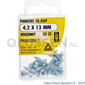 Deltafix parker cilinderkop Phillips PH verzinkt 4.2x13 mm DIN 7981C blister 23 stuks 11518