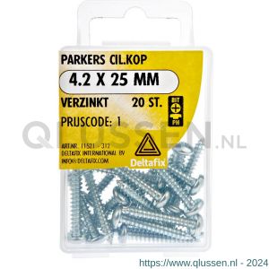 Deltafix parker cilinderkop Phillips PH verzinkt 4.2x25 mm DIN 7981C blister 20 stuks 11521