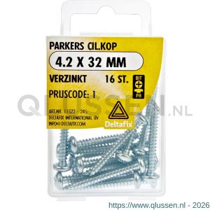 Deltafix parker cilinderkop Phillips PH verzinkt 4.2x32 mm DIN 7981C blister 16 stuks 11522