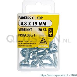 Deltafix parker cilinderkop Phillips PH verzinkt 4.8x19 mm DIN 7981C blister 20 stuks 11526