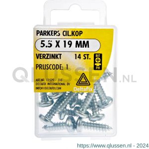 Deltafix parker cilinderkop Phillips PH verzinkt 5.5x19 mm DIN 7981C blister 14 stuks 11529