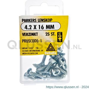 Deltafix parker lenskop Phillips PH verzinkt 4.2x16 mm DIN 7981C blister 25 stuks 11537