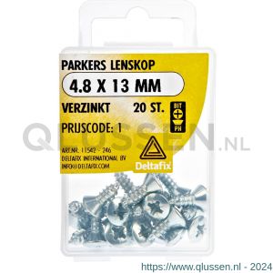 Deltafix parker lenskop Phillips PH verzinkt 4.8x13 mm DIN 7981C blister 20 stuks 11542