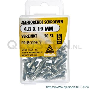 Deltafix schroef zelfborend cilinderkop Phillips PH verzinkt 4.8x19 mm DIN 7504N blister 20 stuks 11552