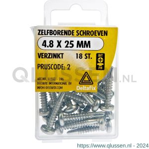 Deltafix schroef zelfborend cilinderkop Phillips PH verzinkt 4.8x25 mm DIN 7504N blister 18 stuks 11553