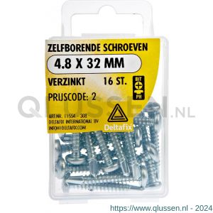 Deltafix schroef zelfborend cilinderkop Phillips PH verzinkt 4.8x32 mm DIN 7504N blister 16 stuks 11554