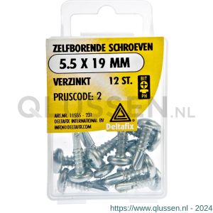 Deltafix schroef zelfborend cilinderkop Phillips PH verzinkt 5.5x19 mm DIN 7504N blister 12 stuks 11555